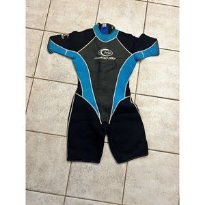 Ocean Tee Titanium 2/2 Wetsuit Womens 14 Black Rear Zip Short Sleeve USA.